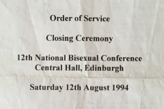 Closing ceremony of the 12th National Bisexual Conference, Edinburgh  (1994), officiated by The Sisters of Perpetual Indulgence.