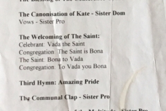Order of Service, 12th National Bisexual Conference