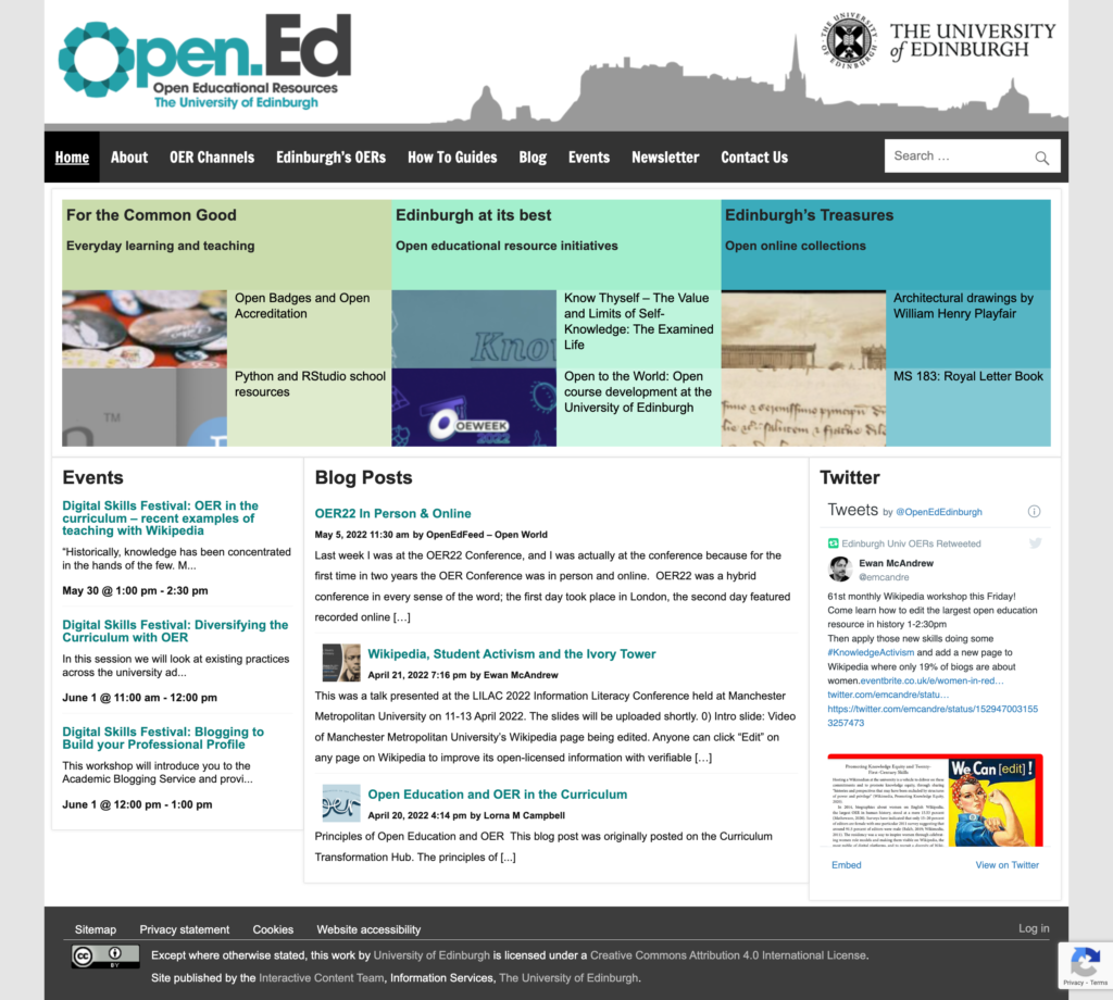 Screen cap of Open.Ed website